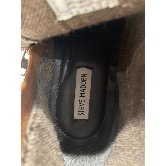 STEVE MADDEN MENS WESTERN CONGNAC LEATHER ANKLE BOOTS BRONW SIZE 9 - Picture 9 of 10